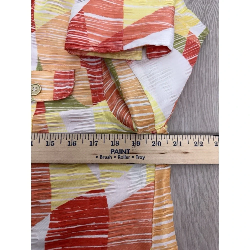 Alfred Dunner Jacket Petite Size 12P Collarless Multicolor Geometric Career
